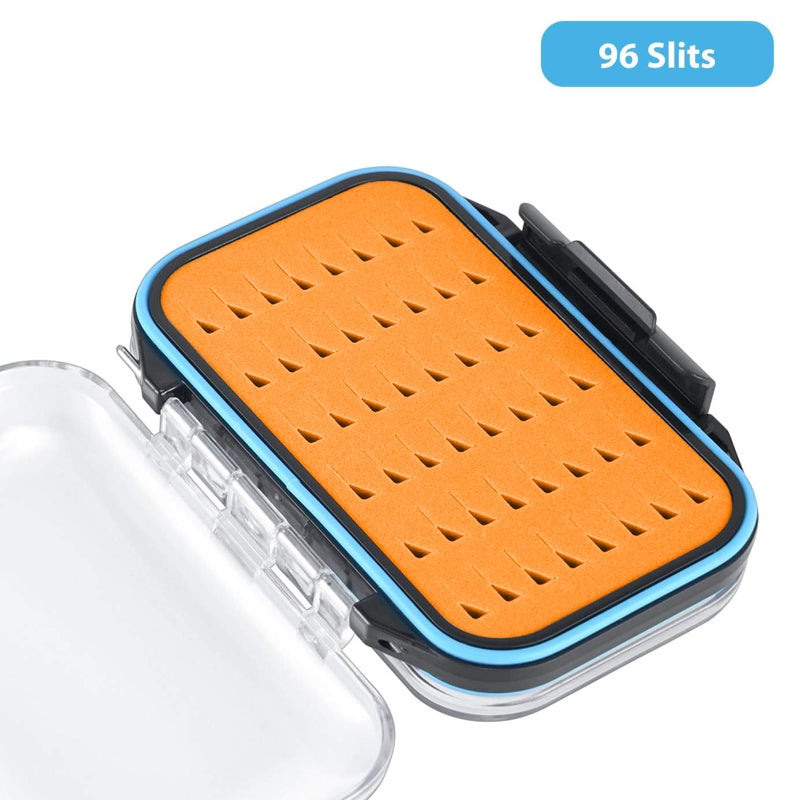 Gonex Fly Boxes for Fly Fishing Jig Boxes Two-Sided Waterproof Lightweight Fly Fishing Box Easy Grip Transparent Lid Fly Fishing Lures Box, 4.1""x 3.0""x 1.2"", Orange - Image 2